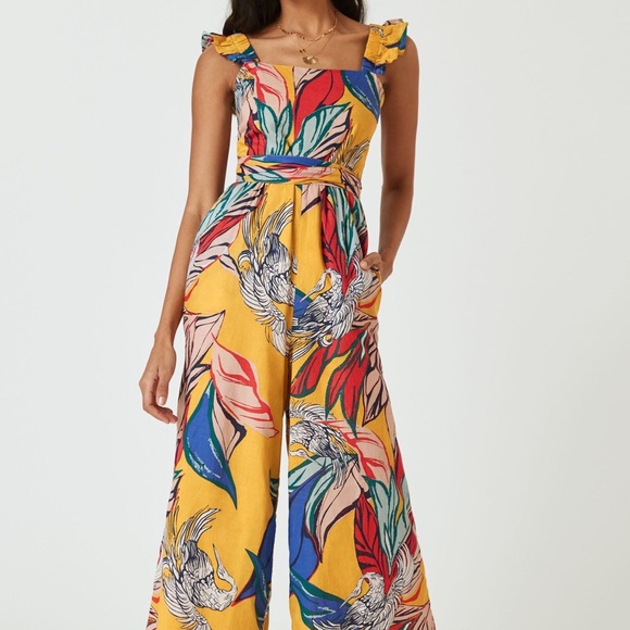 Yellow flowered jumpsuit - Picture 2 of 5